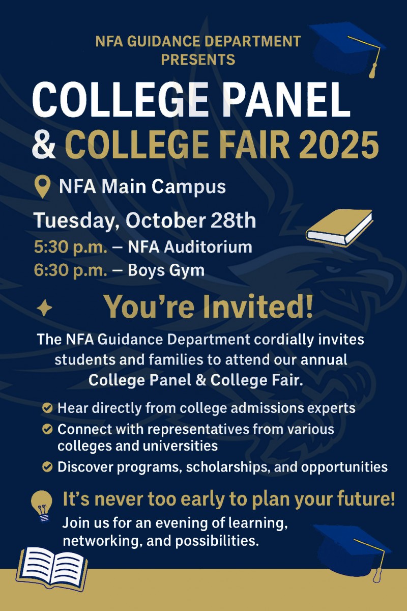 college panel and fair flyer