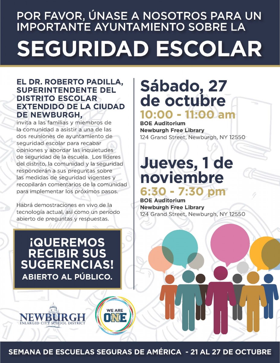 School Safety Town Hall Flyer Spanish