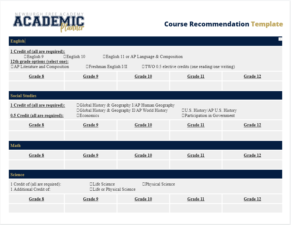 Academic Planner Template